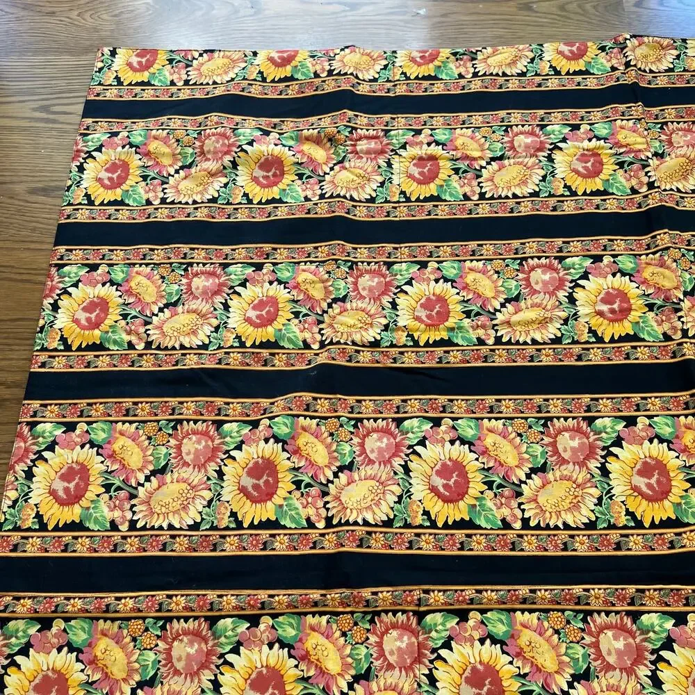 April Cornell reversible patchwork quilted sun flower tablecloth throw